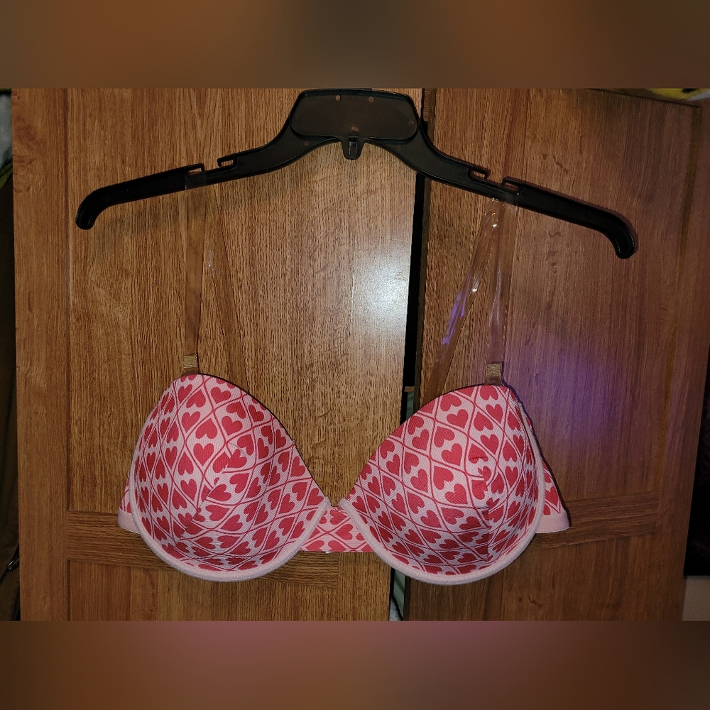 Shein red and pink hearts 46D strapless bra